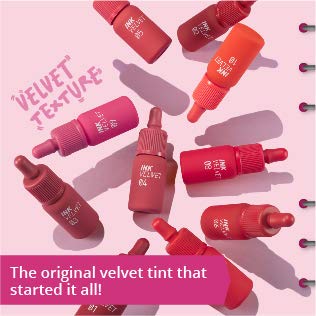 Peripera Ink the Velvet Lip Tint | High Pigment Color, Longwear, Weightless, Not Animal Tested, Gluten-Free, Paraben-Free | Vitality Coral (#04), 0.14 fl oz