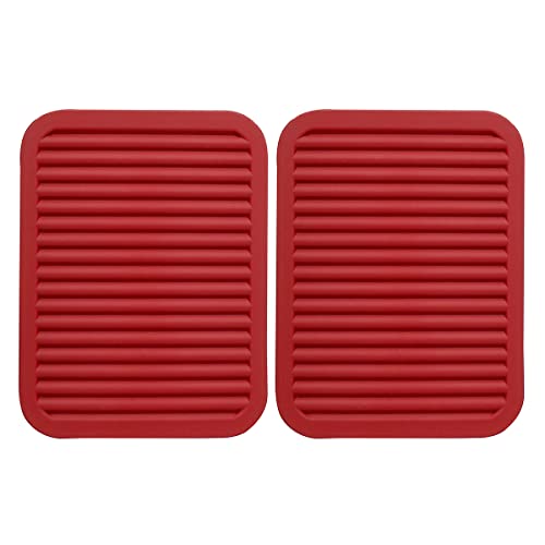 Extra Large, Extra Thick Rectangular Silicone Trivet Mat Set for Hot Dishes,Pots and Pans, - Kitchen Hot Pads for Countertop and Table,Dishing Drying Mats, Set of 2 (Merlot Red)