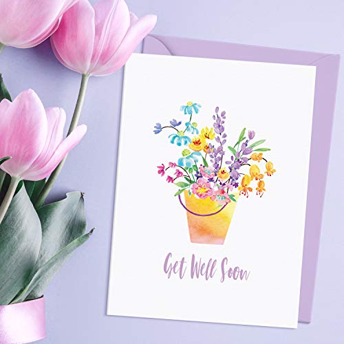 Sweetzer & Orange Bulk Get Well Cards With Envelopes. 24 Get Well Soon Card Assortment. 300gsm Note Cards and Envelopes (120gsm). Thick Greeting Cards and Envelopes, Feel Better Soon Cards.