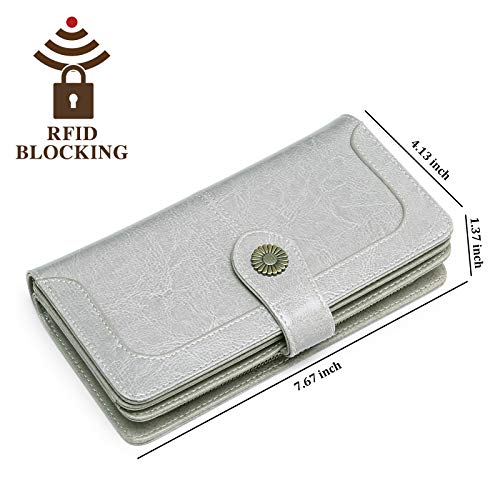 FALAN MULE Women's Wallet Genuine Leather RFID Blocking Large Capacity Trifold Ladies Wallet