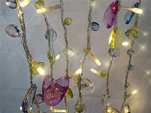 [updated version] Indoor House String lights-Bohemia style String with Jewels-Colorful Jewels LED Fairy Christmas Lights-Battery Powered-8 Mode- Remote-Timer,30 Warm White LED Gift Lights for Girl