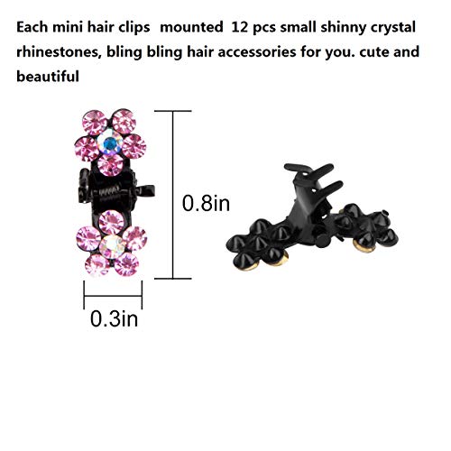 ANBALA Hair Claw Clips, 65pcs Mini Hair Clips No-Slip Grip Jaw Clips Glitter Teeth Clips Rhinestone Hair Clips Metal Clamps Mix Colored Flower Hair Accessories for Women Girls