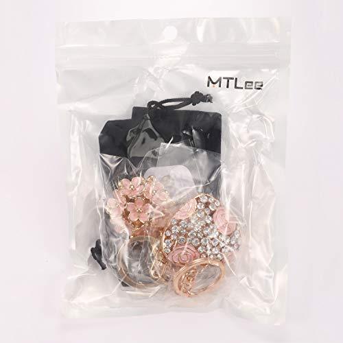Mtlee Flowers Ball Keychain and Sweet Love Heart Rose Flower Crystal Keyring, 2 Pieces, Multicolor, Medium - Pink and Caboodle