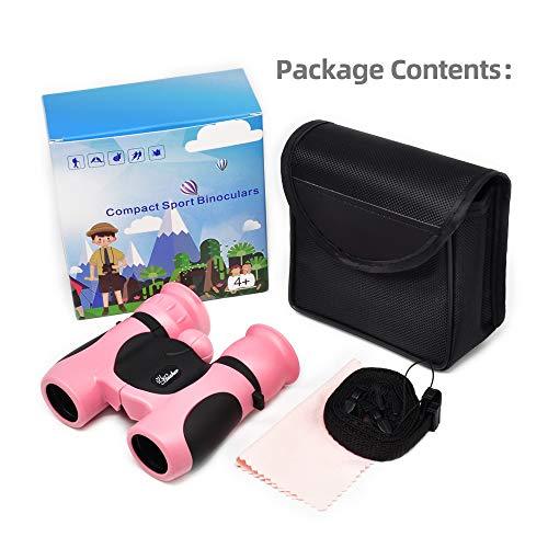 Huaker Kids Pink Binoculars, 8x21 High-Resolution Real Optics - Pink and Caboodle