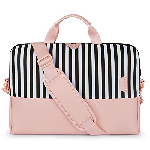 Laptop Bag for Women,BAGSMART 15.6 Inch Laptop Case Slim Computer Bag Briefcase,Pink Stripes