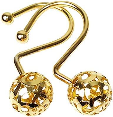 Gracelife 12Pcs Hollow Ball Shower Curtain Hooks Luxury Quality Rustproof Stainless Steel Shower Curtain Rings Hooks for Bathroom Rod (Rose Gold)