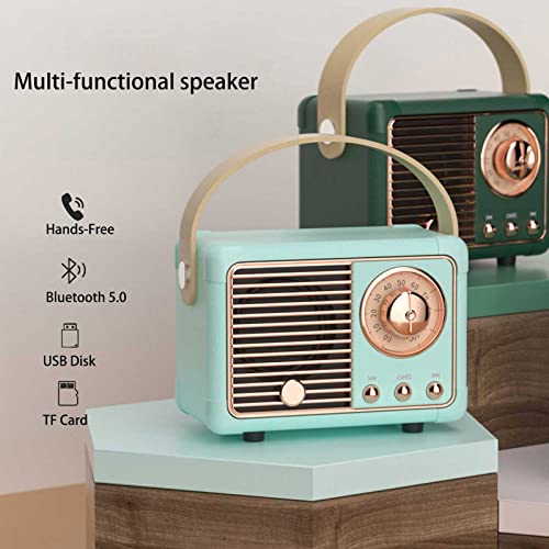 Dosmix Retro Bluetooth Speaker, Vintage Decor, Small Wireless Bluetooth Speaker, Cute Old Fashion Style for Kitchen Desk Bedroom Office Party Outdoor Kawaii for iPhone Android (Blue)