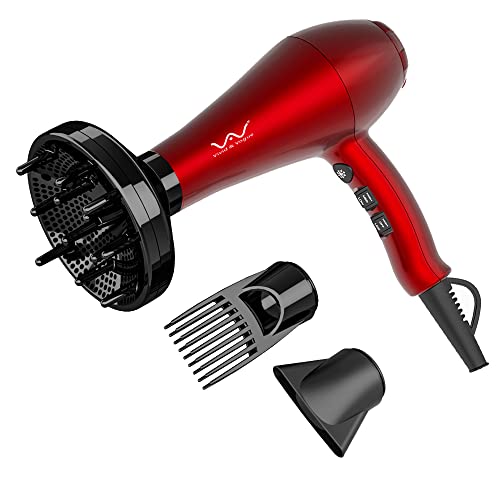 VAV Professional Ionic Hair Dryer, 1875W Far Infrared Blow Dryer, Lightweight Salon Hair Dryers, 2 Speed 3 Heating Settings with Diffuser & Concentrator & Comb Gift for Girls & Women