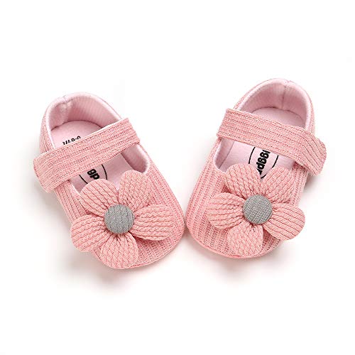Ohwawadi Infant Baby Girl Shoes, Flowers Baby Mary Jane Flats Princess Dress Shoes Soft Newborn Crib Shoes