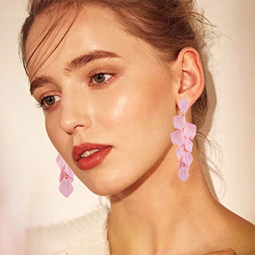 Long Petal Drop Dangle Resin Earrings  (8 colors)