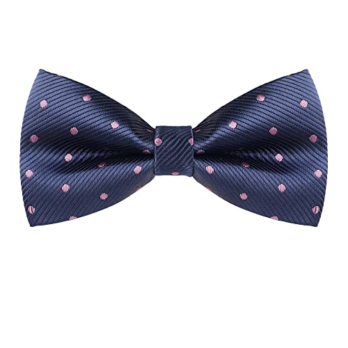 Allegra K Men's Pre-Tied Adjustable Polka Dots Neck Ties Tuxedo Work Party Prom Bowtie One Size Navy Blue Pink
