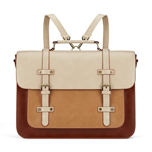 ECOSUSI Laptop Bag for Women 15.6 inch Briefcase Backpack Work Tote Bag PU Leather Messenger Computer Handbag