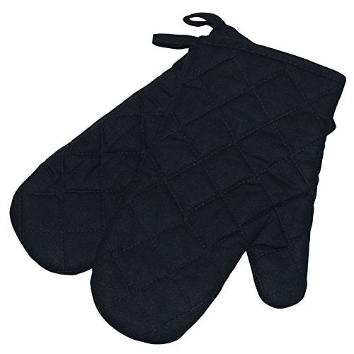 Oven Mitts, Premium Heat Resistant Kitchen Gloves Cotton & Polyester Quilted Oversized Mittens, Black