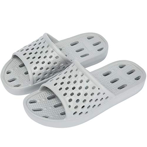 WOTTE Shower Sandals Women Quick Drying Bath Slippers Non Slip Dorm Shoes Size 5.5 Grey