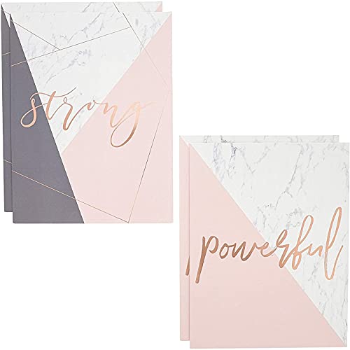 Marble Pocket Folders with Rose Gold Print, Cute Folders for School, Letter Size (Motivational, 12 Pack)