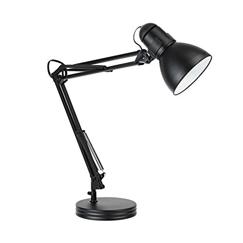 Globe Electric 5698601 Architect 28" Heavy Base Top Moving Spring Balanced Swing Arm Desk Lamp with a Black Finish and Large On/Off Rotary Switch Located on Shade