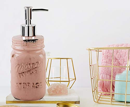 Antique Mason Jar Refillable Liquid Hand Soap or Lotion Dispenser for Bathroom or Kitchen, 16oz  (3 colors)