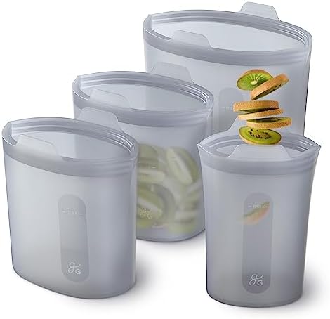 Greater Goods Reusable Silicone Containers for Food Storage, Freezer, Microwave, and Oven Safe, Pink, Complete (Set of 4)