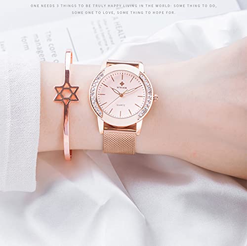 Women's Analog Quartz Fashion Watch w/Stainless Steel Rose Gold Mesh Band & Crystal Bezel  (3 colors)