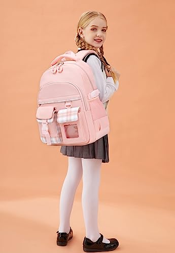 Vimivon Backpack for Girls Kids Elementary School Bag Checkered Water – Pink and Caboodle