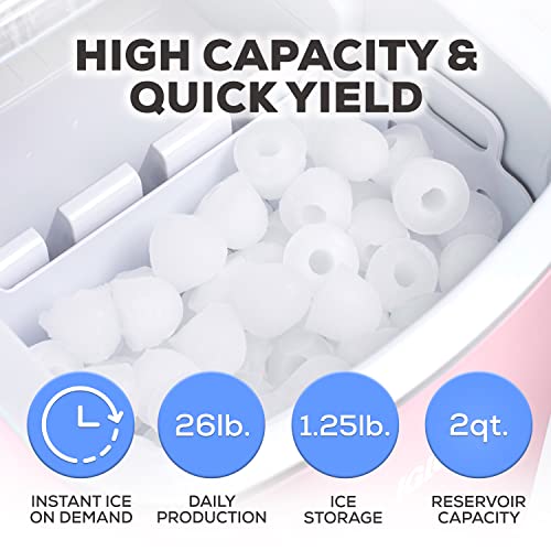Igloo 26-Pound Automatic Self-Cleaning Portable Countertop Ice Maker Machine with Handle, Pink