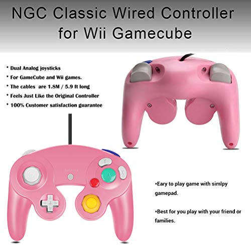 Gamecube Controller, Classic Wired Controller for Wii Nintendo Gamecube (Pink)