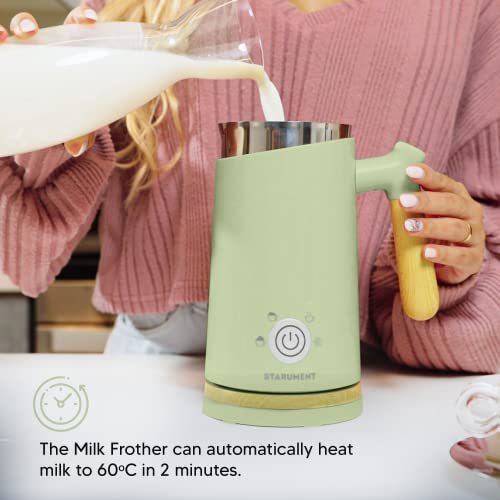 Starument Electric Milk Frother and Steamer - Automatic Milk Foamer & Heater for Coffee, Latte, Cappuccino, Other Creamy Drinks - 4 Settings for Cold Foam, Airy Milk Foam, Dense Foam & Warm Milk