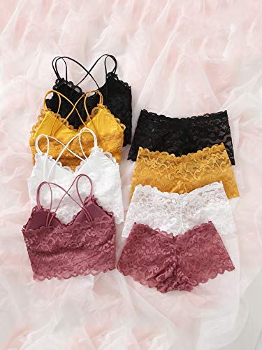 Women's Matching Lace Bra & Panties Lingerie Set, Multicolor 4-Pack Set