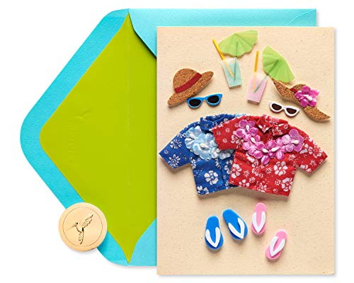 Hawaiian Tropical Shirts and Beach Wear Anniversary Card for Couple Friends