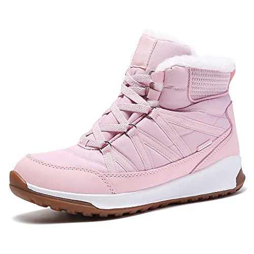SKDOIUL Snow Shoes for Women Winter Ankle Boots Cold Weather Ladies Outdoor Fashion Casual Walking Shoes Waterproof Insulated with Fur Warm Pink