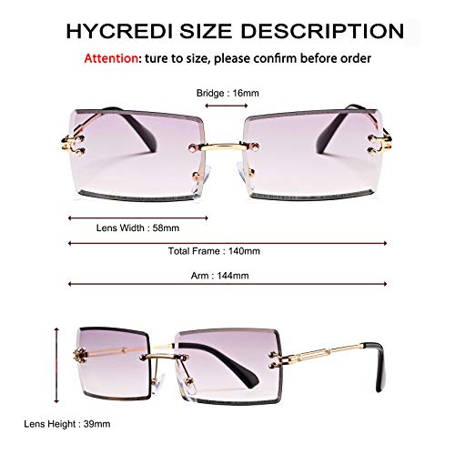  Hycredi Rimless Rectangle Sunglasses Men Women Retro