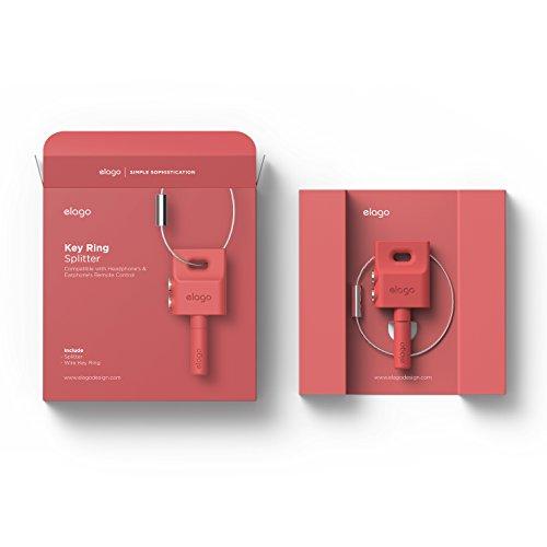 elago Keyring Headphone Splitter for iPhone, iPad, iPod, Galaxy and Any Portable Device with 3.5mm (Italian Rose) - Pink and Caboodle