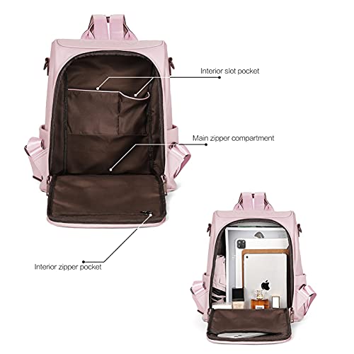 BROMEN Backpack Purse for Women Leather Anti-theft Travel Backpack Fashion Shoulder Bag Pink