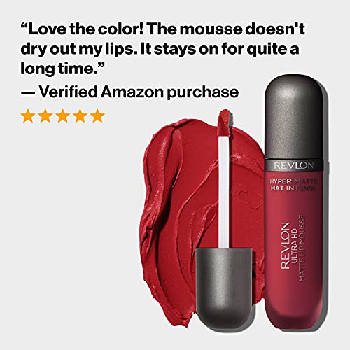 REVLON Ultra HD Lip Mousse Hyper Matte, Longwearing Creamy Liquid Lipstick in Plum / Berry, Crimson Sky (820), 0.2 oz