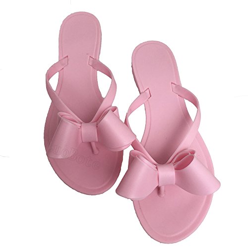 Women's Big Bow Flat Flip-Flops Sandals Beach Jelly Shoes  (6 colors)
