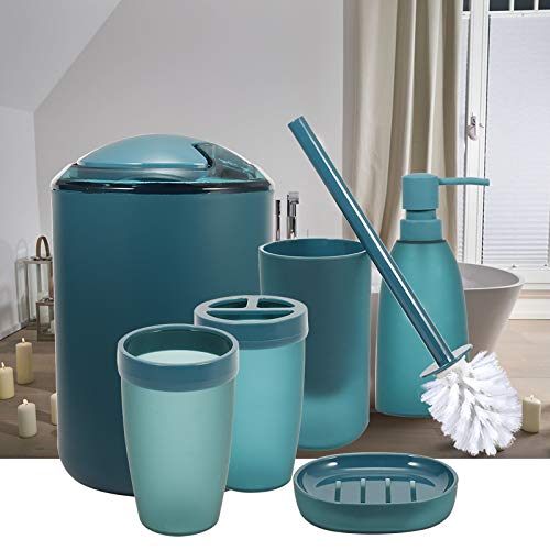 iMucci Blue 6pcs Bathroom Accessories Set - with Trash Can