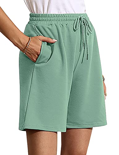 Women's Soft Knit Bermuda Shorts, Elastic Waist Lounge, Sleep, Workout Pants Bottoms  (14 colors)