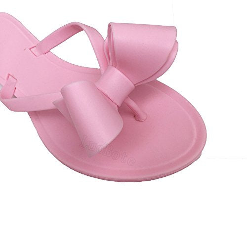 Women's Big Bow Flat Flip-Flops Sandals Beach Jelly Shoes  (6 colors)