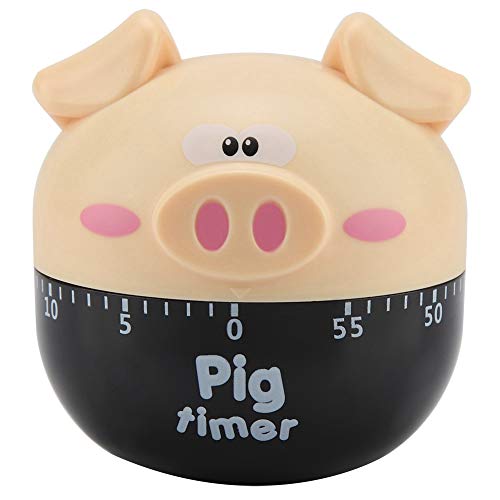 Cute Cartoon Pig Kitchen Timer Cooking Timer Cooking Mechanical Home Decor Counters for Cooking Timing Tool(Khaki)