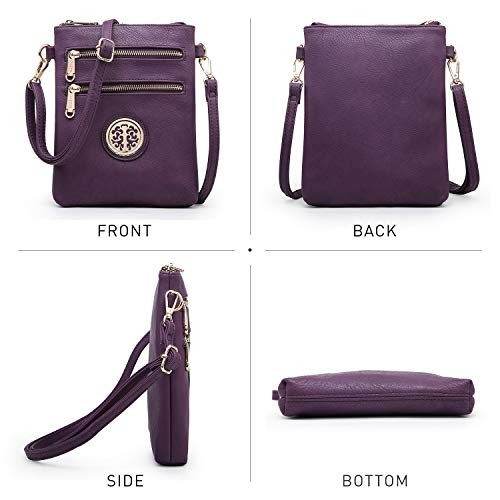 Dasein Women Small Crossbody Bag Lightweight Shoulder Purses Multi Zipper Pockets Phone Purse Handbag (purple)