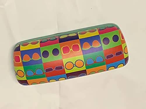 Eyeglass case - Sturdy Metal - Clam Shell - Eyeglasseses Design (Green)