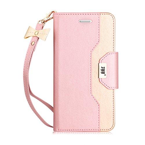 Galaxy S7 Edge Case, Premium Leather Wallet w/Cosmetic Mirror & Bow Knot Strap