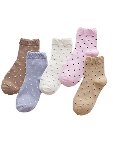 5Pair Cotton Socks Cute Polka Dot Somen Girls Soft Short Sport Socks