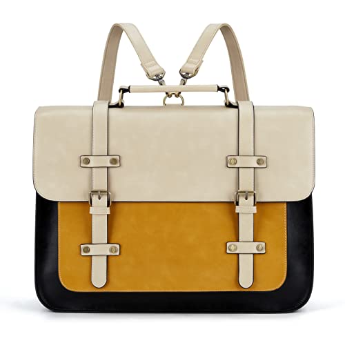 ECOSUSI Laptop Bag for Women 15.6 inch Briefcase Backpack Work Tote Bag PU Leather Messenger Computer Handbag