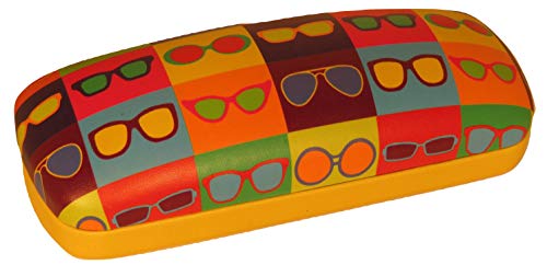 Eyeglass case - Sturdy Metal - Clam Shell - Eyeglasseses Design (Yellow)