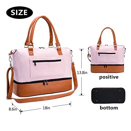 Women's Canvas Travel Weekender Overnight Carry On Tote Bag w/Shoe Compartment  (5 colors)