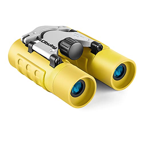 Obuby Real Binoculars for Kids Gifts for 3-12 Years Boys Girls 8x21 High-Resolution Optics Mini Compact Binocular Toys Shockproof Folding Small Telescope for Bird Watching,Travel, Camping, Yellow