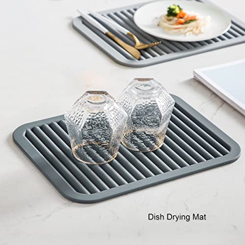 Extra Large, Extra Thick Rectangular Silicone Trivet Mat Set for Hot Dishes,Pots and Pans, - Kitchen Hot Pads for Countertop and Table,Dishing Drying Mats, Set of 2 (Malachite Green)