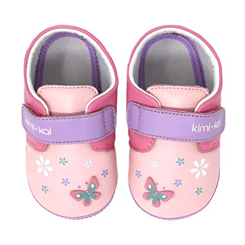 Kimi + Kai Girls First Walker Toddler Baby Butterfly Soft Sole Lambskin Leather Shoes Pink 6-12 Months