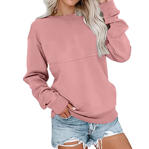 Women's Solid Sporty Crew Neck Long Sleeve Ribbed Cuffs Sweatshirt Pullover Sweater  (4 colors)